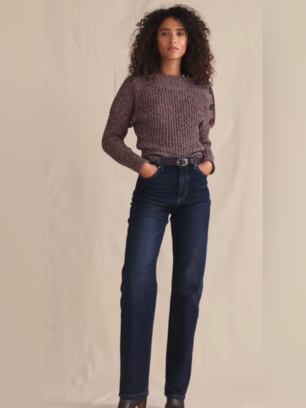 High-Rise Straight Leg Women’s Jeans - Dark Blue